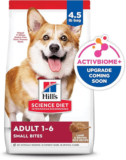 Hill's Science Diet Adult 1-6, Adult 1-6 Premium Nutrition, Small Kibble, Dry Dog Food, Lamb & Brown Rice, 4.5 lb Bag