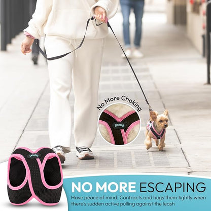 Gooby Escape Free Easy Fit X Step-in Dog Harness, Flamingo Pink, Large | Patented escape-free, tightens on back-out; Choke-free X-frame + V-neck; Quick-release buckle; Reflective trim