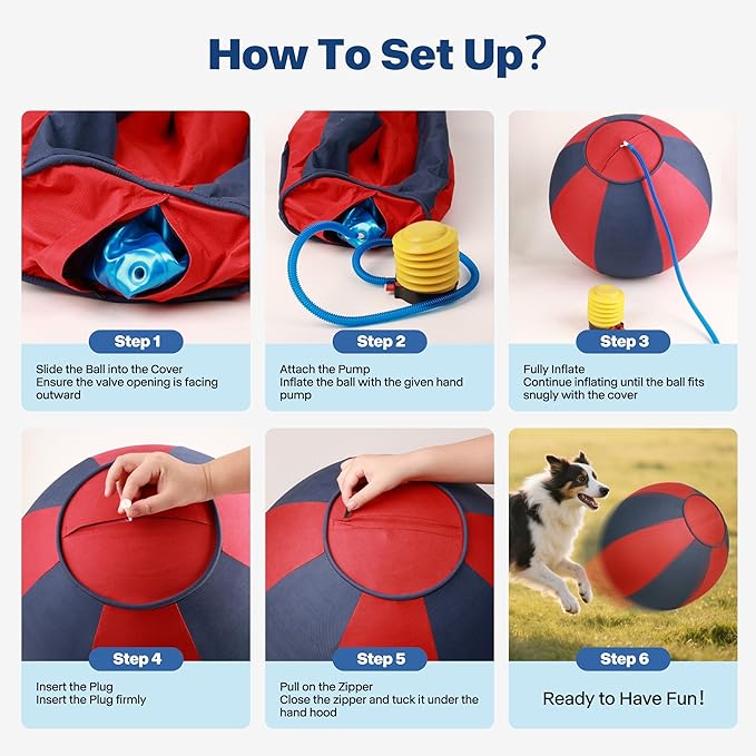 Pet Prime 25" Herding Ball for Dogs, Herding Dog Toys with Hand Pump for Australian Shepherd,Toys for Play and Exercise,Large Dog Ball for Cattle Collie Dogs Horse with Cover