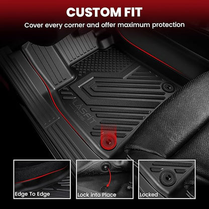 LASFIT Floor Mats & Cargo Mats for 2025-2020 Mitsubishi Outlander (Not Fit PHEV or Sport), Custom Fit Full Coverage All Weather TPE Floor Liners with Backrest Mats Protection for Every Row, Black