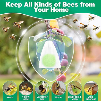 12 Pack Peppermint Oil Wasp & Bee Repellent, Natural Carpenter Bee Repellent for Yellow Jackets, Hornets, Mud Wasps Deterrent for Indoor Outdoor Patio Garden Porch, Pet and Human Safe, Light Green