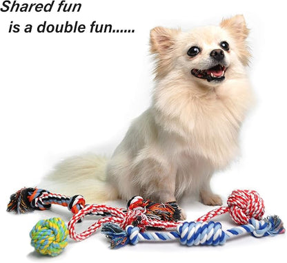Fida Dog Rope Toys 4 Pack, Puppy Teething Sturdy Cotton Chew Tug Ropes Indoor/Outdoor, Exercise Interactive Tug O'War Toys Set for Boredom Small-Meidum Dogs