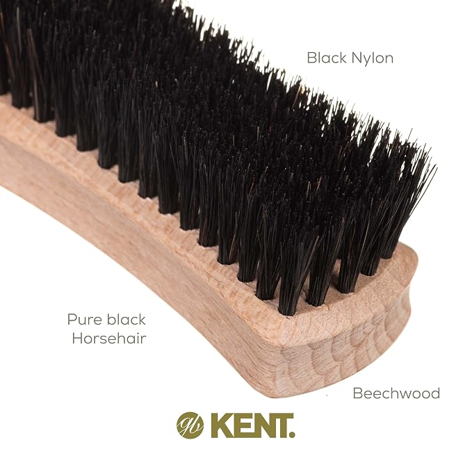 Kent BRD6 Small Travel Men's Beard and Mustache Brush, Natural Boar Bristle for Flawless Shaping and Grooming. Ergonomic Grip Wood Handle. Dry or Wet Beard, Distributes Oils and Balms. Made in England