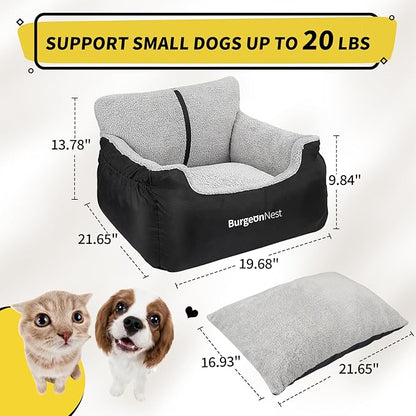 Dog Car Seat for Small Dogs & Cats Under 25 lbs,Black