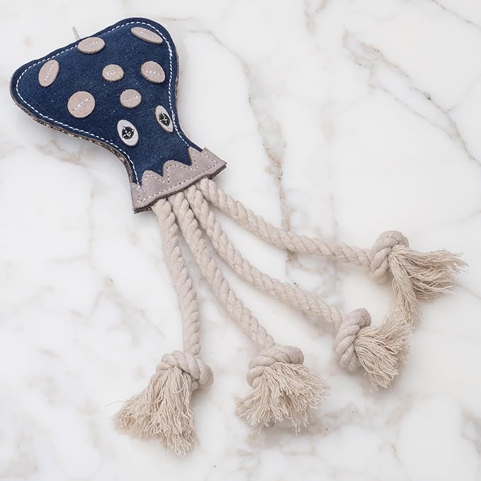 Eco Leather Otto Octopus Natural and Tough Dog Toys - Long Lasting Chew Toys for Aggressive Chewers - Strong Dog Toy for Dogs and Puppy