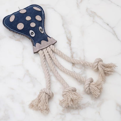 Eco Leather Otto Octopus Natural and Tough Dog Toys - Long Lasting Chew Toys for Aggressive Chewers - Strong Dog Toy for Dogs and Puppy