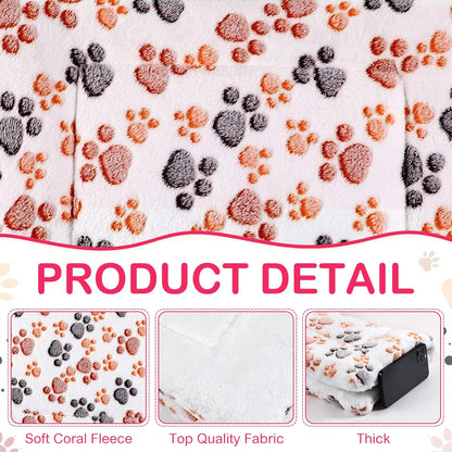 4 Pack Ultra Soft Dog Cat Bed Mat with Cute Prints Reversible Fleece Dog Crate Kennel Pad Cozy Washable Thickened Hamster Guinea Pig Pet Bed Mat for Small Animals(23 x 18 Inches,Vivid Color)