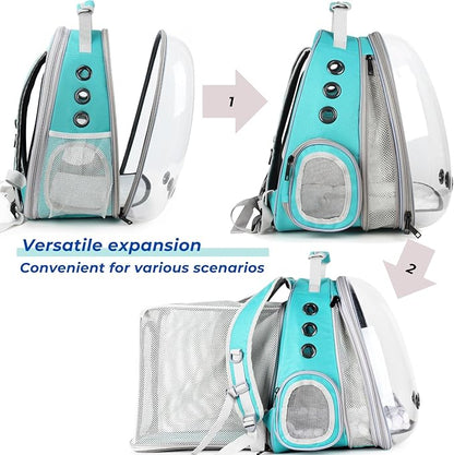 Lollimeow Cat Carrier Backpack, Bubble Dual Expandable Backpack Carrier, Pets and Small Dogs,Airline-Approved, Designed for Travel, Hiking, Walking & Outdoor Use (Dual Expandable-Green)