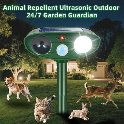 4 Pack Solar Ultrasonic Animal Repellent Animal Deterrent Devices Outdoor IP65 Waterpfoof with Motion Sensor & Strobe Light- Keep Deer,Cats,Squirrels,Dogs,Raccoons,Rabbits,Skunks Away from Garden Yard