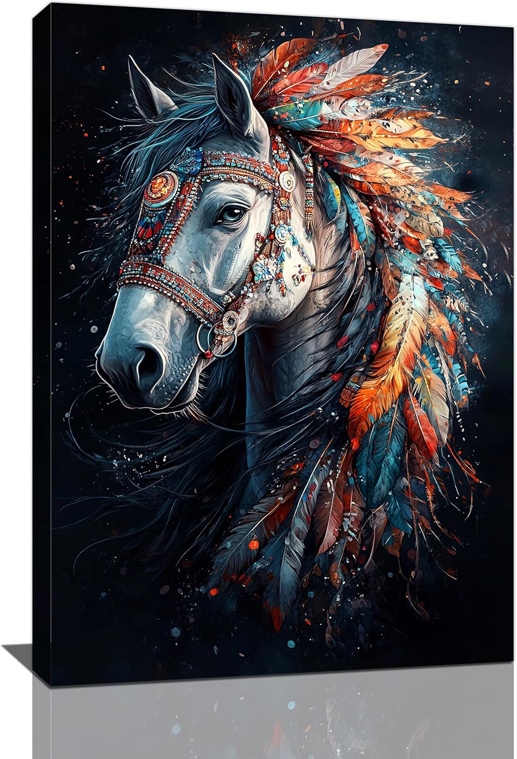 Horse Pictures Wall Art, Horse Animal Bathroom Wall Decor, Aesthetics Modern Framed Painting Elegant Canvas Artwork for Bathroom Bedroom Living Room Decorations 24"L x 16"W