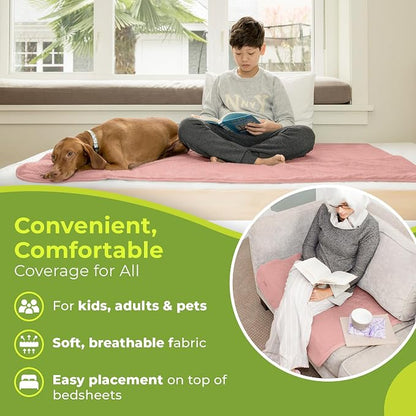 PeapodMats Bedwetting Waterproof Bed Mat, Reusable 3x5 Peach/Pink | Washable reusable bed mat for bedwetting, incontinence, kids, adults, pets, and mattress protection.