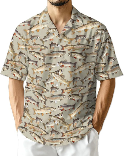 Fishing Crappie Hawaiian Shirt for Men, Button Down Summer Beach Short Sleeve, Fishing Lover Gifts, Sizes S-5XL