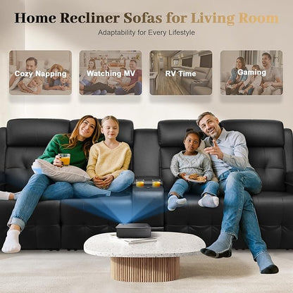 Aotolo Recliner Sofa, Massage Reclining Sofa 4 Seater Sets Heavy Weight Capacity, RV Loveseat Couch Clearance with Console, USB, Type C Port, Storage, Cup Holders, Wall Hugger Chair for Living Room