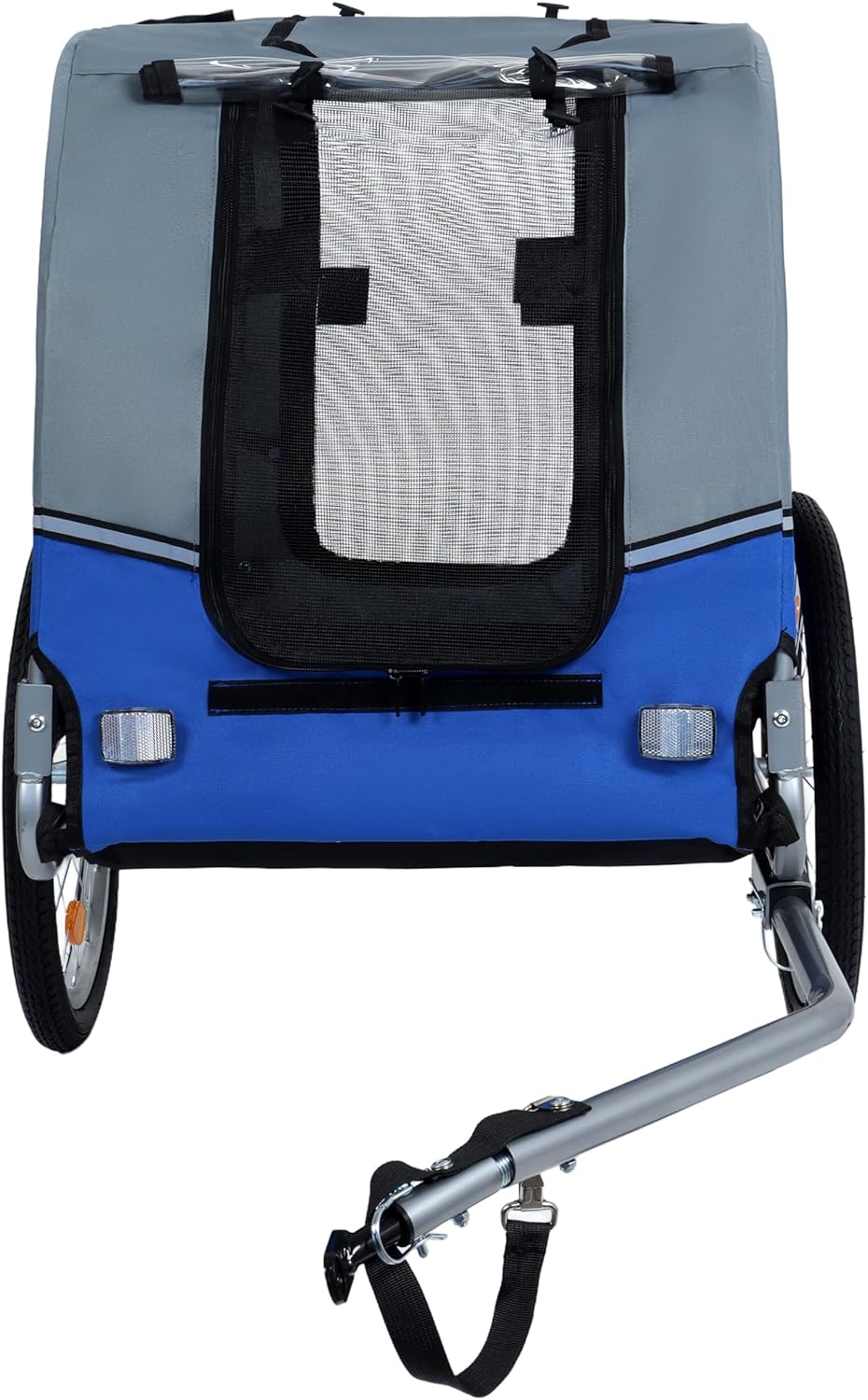 Blue-Grey Large Folding Bike Trailer for Dogs – Heavy-Duty Steel Frame, 66LB Capacity Pet Carrier for All-Terrain Cycling, Jogging & Camping Adventures!