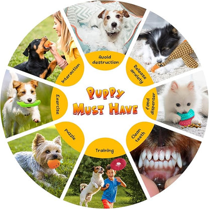 KIPRITII Puppy Teething Chew Toys -25 Pack Dog Chew Toys with Rope Toys, Dog Treat Balls & Squeaky Toy for Puppy and Small Dogs