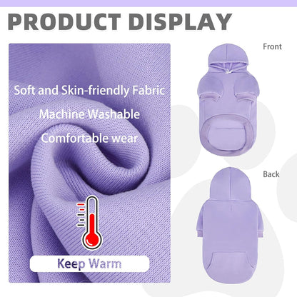 KOOLTAIL Basic Dog Hoodie - Soft & Warm Dog Hoodie Sweater with Leash Hole and Pocket, Pet Winter Coat, Cold Weather Clothes Sweatshirt for Small Medium Large Dogs Puppy Cat Boys Girls Lavender XXL