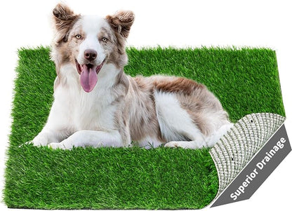 2 Pack Artificial Dog Grass Pee Pad 20"x 25", Fake Grass Pad for Dogs Tray | Easy to Clean, Replacement Turf Mat, Washable, Reusable, Realistic, Indoor Puppy Potty Training, for Apartment, Balcony Use