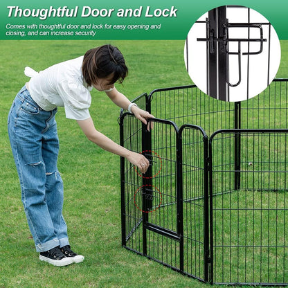 BestPet Dog Playpen Indoor 40 inch 24 Panels Metal Dog Pen Pet Dog Fence Outdoor Exercise Pen with Doors,Pet Puppy Playpen for RV Camping Yard, Black