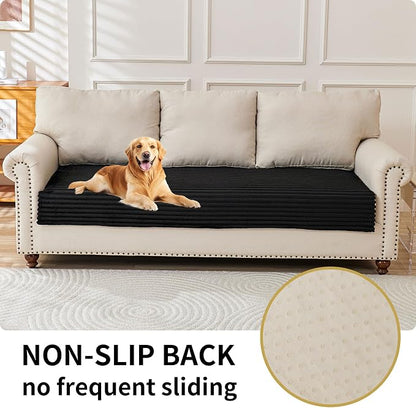 HAOMAIJIA Waterproof Couch Cover for Dogs Washable,Faux Fur Pet Couch Covers for Sofa,Soft Dog Bed Cover Non-Slip Couch Covers for 3 Cushion Couch Sofa Pet Friendly (Black, 35" x 82" 1 Pack)