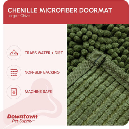 My Doggy Place Microfiber Dog Mat for Muddy Paws, 36" x 26" Chive - Absorbent and Quick-Drying Dog Paw Cleaning Mat, Washer and Dryer Safe - Non-Slip Rubber Backed Dog Floor Mat, Large