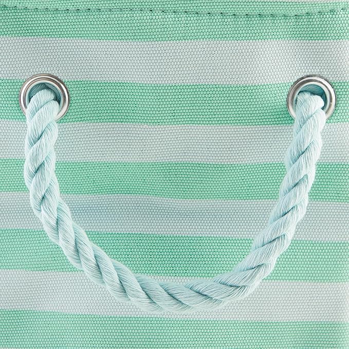 Bone Dry Pet Storage Collection Striped Paw Patch Bin, Aqua, Small Rectangle