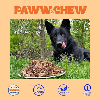 PAWW CHEW Beef Lung Dog Treats, 100% Natural, Single Ingredient, (1 Pound) Made in The USA, Dried & Dehydrated, High Protein, High Value Dog Training Treats, Grain Free, Low-Odor Free for All Breeds