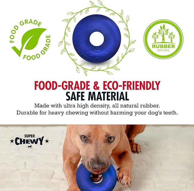 Tuff Pupper SuperChewy Tough Dog Ring Toy | Lifetime Replacement | Strong Natural Rubber | Dog Chew Toys for Aggressive Chewers | Durable Tug Toy | Ring Toys for Strong Dogs | Large Breed Tested