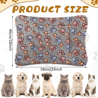 4 Pack Ultra Soft Dog Cat Bed Mat with Cute Prints Reversible Fleece Dog Crate Kennel Pad Cozy Washable Thickened Hamster Guinea Pig Pet Bed Mat for Small Animals(23 x 18 Inches,Gray)