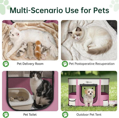 Siedihit Dog Playpen, Cat Pet Puppy Crate, Portable Playpens Indoor Outdoor (Pink, Small)