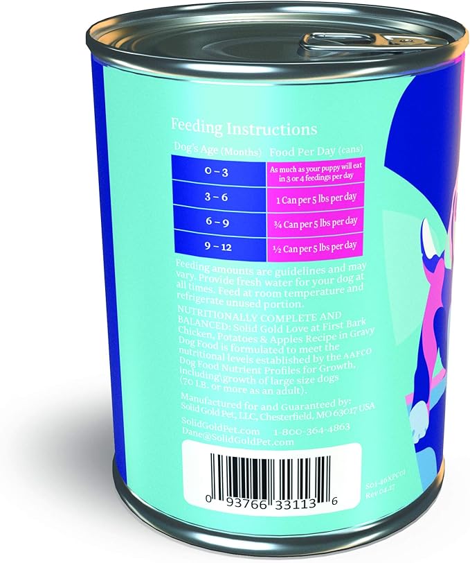 Solid Gold Wet Puppy Food - Made with Real Natural Chicken for Puppies- Love at First Bark Grain Free Canned Dog Food for Gut Health, Immune Support and Soft Skin & Coat