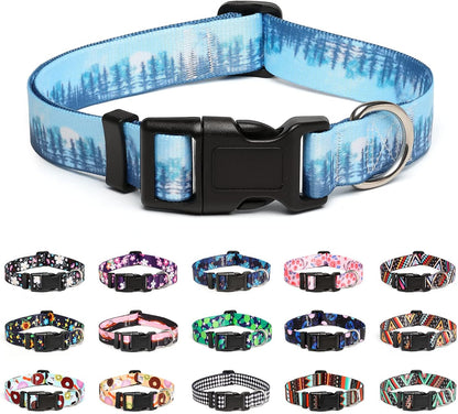 Mercano Adjustable Dog Collar - Special Design Patterns, Soft Nylon Comfortable Durable Pet Collar for Small Medium Large Dogs (XS, Forest)