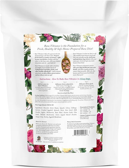 Dr. Harvey's Raw Vibrance Dog Food, Human Grade Dehydrated Base Mix for Dogs, Grain Free Raw Diet (3 Pounds)