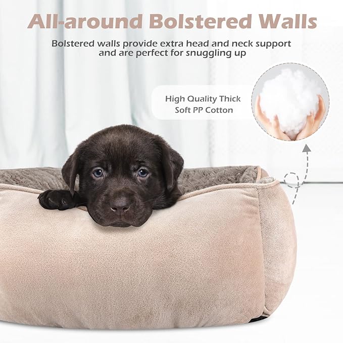 X-Large Dog Bed for Large Medium Small Dogs Rectangle Washable Dog Bed, Orthopedic Dog Bed, Soft Calming Sleeping Puppy Bed Durable Pet Cuddler with Anti-Slip Bottom XL(35"x25"x10")