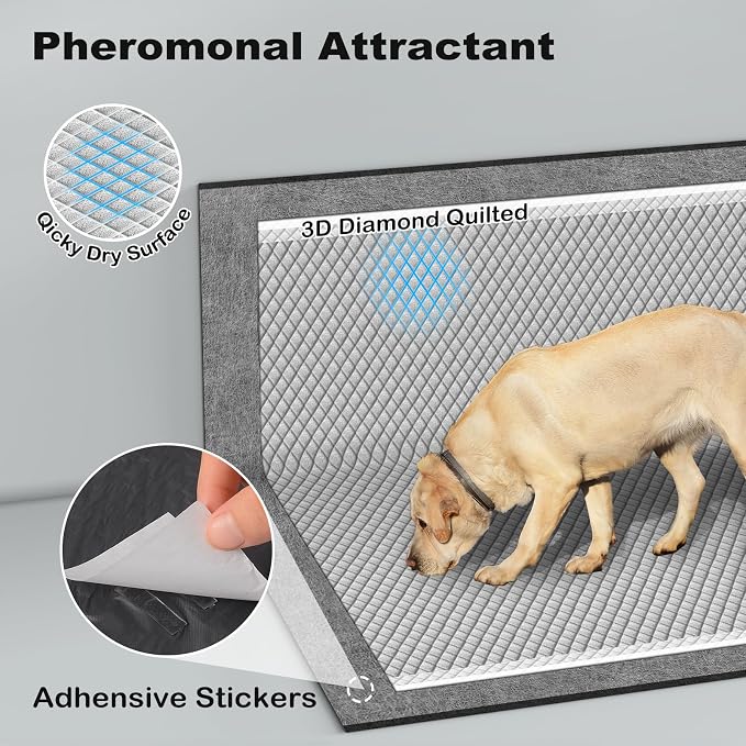 MIZOK Pee Pads for Dogs 30x36in Charcoal Dog Pads XL, Super Absorbent Odor Eliminating Leak-Proof, Dog Pee Pads with Activated Carbon for Large Breeds, Disposable (40 Count)