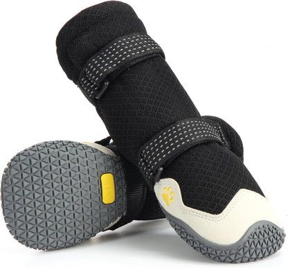 Dog Shoes for Hot Pavement Anti-Slip Dog Boots Waterproof Dog Shoes for Small to Large Dogs with Reflective Straps Pet Dog Boots for Hiking.4Pcs Soft Breathable Paw Protectors for Dogs