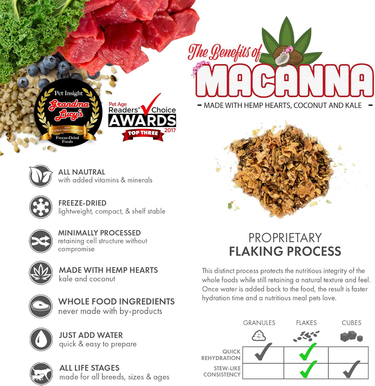 grandma lucy's Macanna Freeze Dried Grain Free Beef Recipe Dog Food 1 Lbs