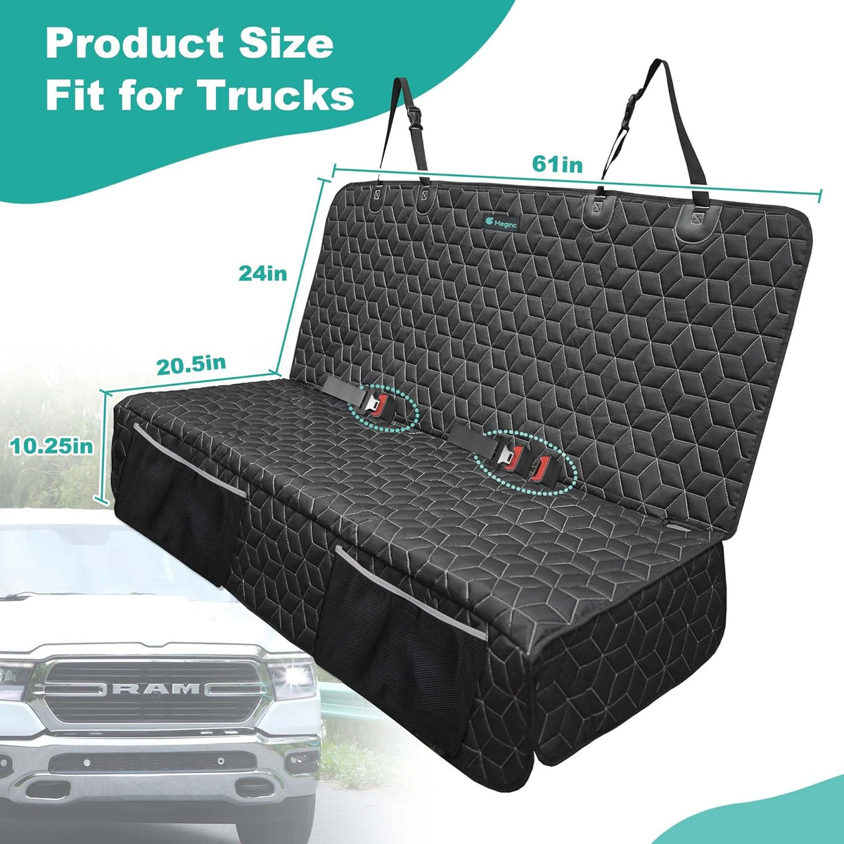 Dog Car Seat Covers for Back Seat,Waterproof Pet Bench Seat Covers for Trucks Ford f150/Ram1500/Nissan Frontier/Toyota Tacoma/GMC Canyon/Silverado Scratch Nonslip Truck Seat Cover for Dogs