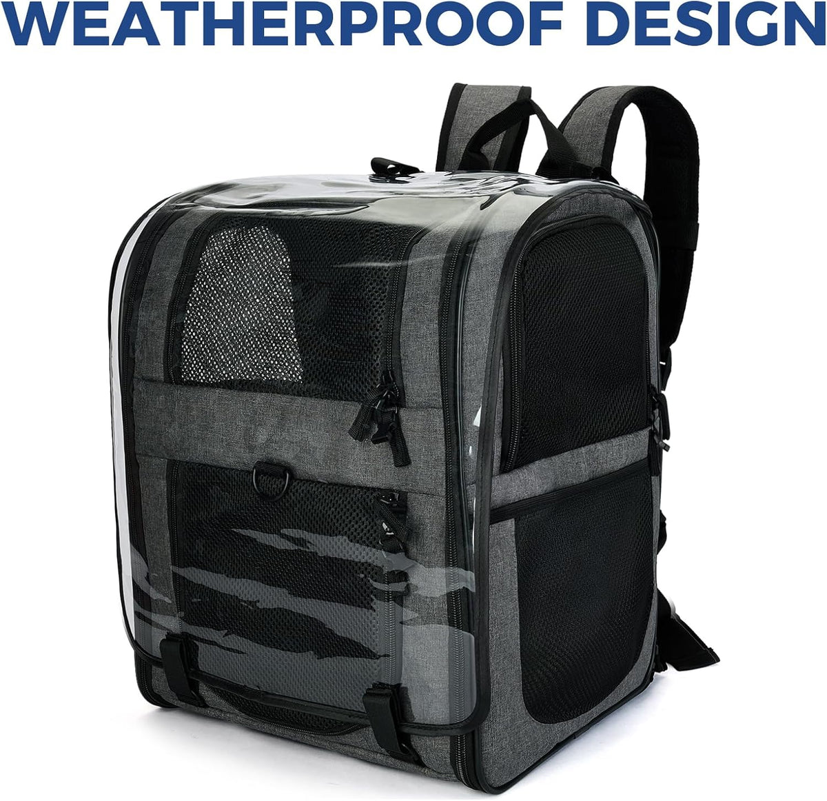 Apollo Walker Pet Carrier Backpack for Large/Small Cats and Dogs, Puppies, Safety Features and Cushion Back Support for Travel, Hiking, Outdoor Use (Gray-Expandable)