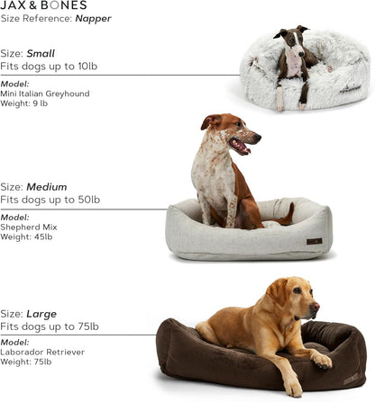 Jax & Bones Dog Napper - Luna Grey Machine Washable Bed for Dogs - Extra Heavy Duty Bolstered Sides - Large Grey Dog Mat | 40 x 32 Inches