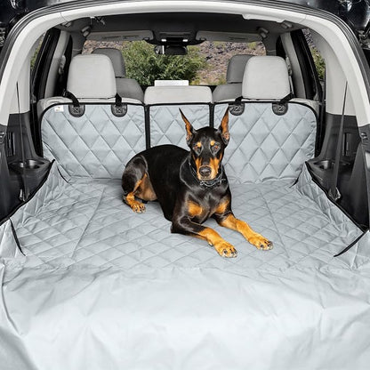4Knines Split Cargo Liner for SUV – for Dogs & Pets, Heavy-Duty, Waterproof Trunk Mat & Cargo Cover – Fits 60/40 Split Bench & Armrest Pass-Through – Machine Washable, Non-Slip, Durable (Small, Grey)