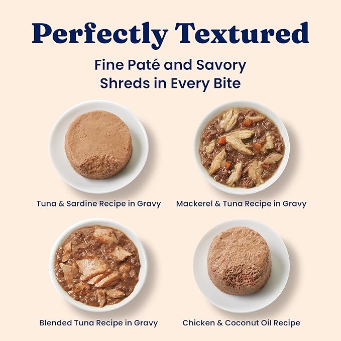 Solid Gold Wet Cat Food Variety Pack - Pate & Shreds in Gravy - Healthy Canned Cat Food Pate w/Real Chicken, Tuna, Mackerel & Sardine - Grain Free & Gluten Free Can Meals for Cats & Kittens - 24ct/3oz