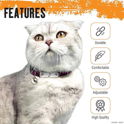 Naruto Breakaway Cat Collars for Girl/Boy Cats: Adjustable 8.5”-12” Cute Kitten Collar with Bell (Removable), Officially Licensed Naruto Shippuden Pet Accessories, Gifts (Burgundy, Hidden Sound Ninja)
