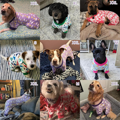 BEAUTYZOO Dog Pajamas Small Sized Dog, Summer Doggie Pajamas for Boy Girl, Soft Strechy Cotton Puppy Pjs Jammies Onesies for Men Women, Pet Jumpsuit Body Suit Cat Apparel Clothes, Purple XS