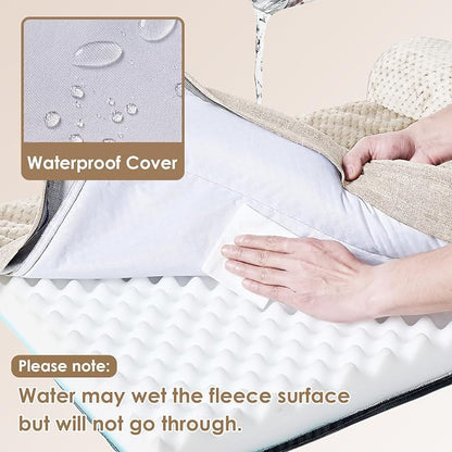 EHEYCIGA XXL Dog Bed Memory Foam, Orthopedic Giant Dog Bed Jumbo with Washable Removable Cover, Waterproof Pet Sofa Couch with Nonskid Bottom, 48x35x7.5, Beige | Washable Removable Cover, Waterproof Flat Pet Sofa Couch with Nonskid Bottom, 48x35x7.5