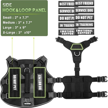 Tactical Molle Vest Mesh Dog Harness with 10 Removale Pet Patches | Breathable Service Dog harness with Double Soft Padded Handle for Small Dog, Reflective Military Pet Vest for Walk Hiking