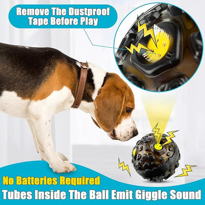 Honoson 2 Pcs Dog Ball for Aggressive Chewers, Indestructible Interactive Dog Toy with Squeaky Giggle, Elastic Rubber Wobble Chew Toy for Small Medium Large Dogs, Teeth Cleaning