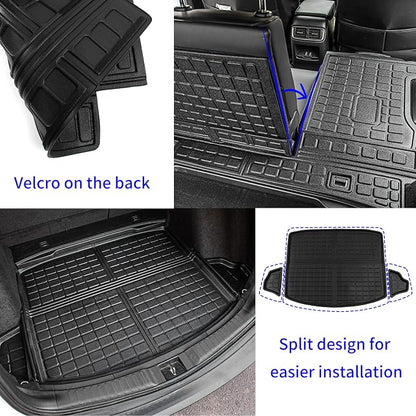 Rongtaod Cargo Mat Compatible with 2017-2022 Honda CRV Trunk Mat Cargo Liner Trunk Liner TPE All Weather Seat Back Cover Protector 2021 CR-V Accessories (Trunk Mats+Backrest Mats)