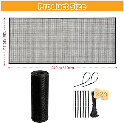 Under Bed Blocker for Pets - Extra Tall Pet Proof Barrier with Zip Ties, Cuttable Furniture Blocker to Stop Dogs, Cats & Toys from Entering Under King/Queen Size Beds & Couches (Black, 240 x 12 Inch)