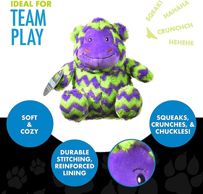 Hero Chuckles, Plush Squeaky Dog Toy, Durable Stuffed Animal with 3 in 1 Squeaker