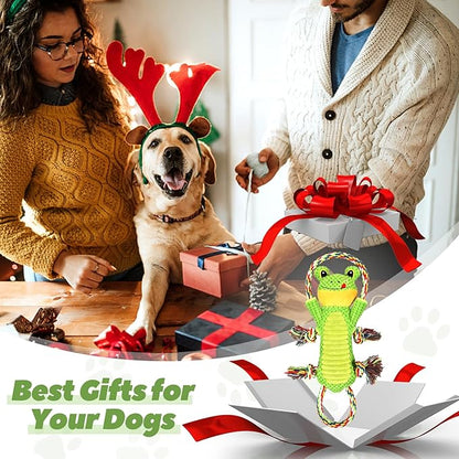 Plush Dog Toy with Crinkle Paper and Ropes - Small Interactive Puppy Toys for Medium to Large Dogs